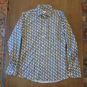 Eton All Over Print Dress Shirt - Slim Fit Sz 15.5/M
